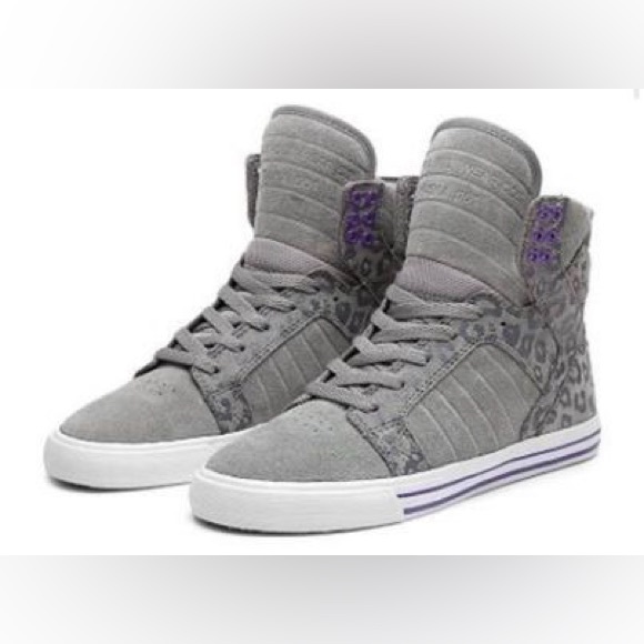 Supra Women's Skytop Sneakers Size 10 Cheetah Print Grey Purple High Top - Picture 3 of 3